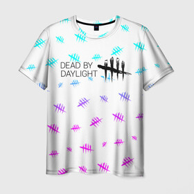 Мужская футболка 3D с принтом DEAD BY DAYLIGHT в Екатеринбурге, 100% полиэфир | прямой крой, круглый вырез горловины, длина до линии бедер | daylight | dead | dead by daylight | game | games | horror | logo | skull | skulls | zombie | бай | выживание | деад | дед | дейлайт | дэае | дэд | дэйлайт | зомби | игра | игры | лого | логотип | символ | хоррор | череп | черепа