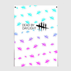Постер с принтом DEAD BY DAYLIGHT в Екатеринбурге, 100% бумага
 | бумага, плотность 150 мг. Матовая, но за счет высокого коэффициента гладкости имеет небольшой блеск и дает на свету блики, но в отличии от глянцевой бумаги не покрыта лаком | daylight | dead | dead by daylight | game | games | horror | logo | skull | skulls | zombie | бай | выживание | деад | дед | дейлайт | дэае | дэд | дэйлайт | зомби | игра | игры | лого | логотип | символ | хоррор | череп | черепа