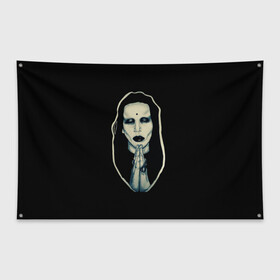 Флаг-баннер с принтом Marilyn Manson в Екатеринбурге, 100% полиэстер | размер 67 х 109 см, плотность ткани — 95 г/м2; по краям флага есть четыре люверса для крепления | manson | marilyn | marilyn manson | мэнсон | мэрилин | мэрилин мэнсон