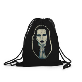 Рюкзак-мешок 3D с принтом Marilyn Manson в Екатеринбурге, 100% полиэстер | плотность ткани — 200 г/м2, размер — 35 х 45 см; лямки — толстые шнурки, застежка на шнуровке, без карманов и подкладки | manson | marilyn | marilyn manson | мэнсон | мэрилин | мэрилин мэнсон