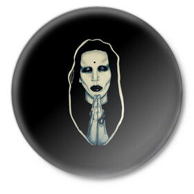 Значок с принтом Marilyn Manson в Екатеринбурге,  металл | круглая форма, металлическая застежка в виде булавки | manson | marilyn | marilyn manson | мэнсон | мэрилин | мэрилин мэнсон