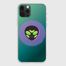 Чехол для iPhone 12 Pro Max с принтом Инопланетяша на зеленом фоне в Екатеринбурге, Силикон |  | градиент | зеленый | инопланетянин | круг | лицо | наука | нло | подарок | полоски | пришелец | улыбка | фантастика | фиолетовый