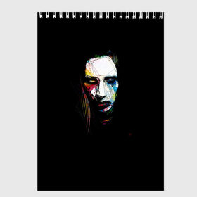 Скетчбук с принтом Marilyn Manson в Екатеринбурге, 100% бумага
 | 48 листов, плотность листов — 100 г/м2, плотность картонной обложки — 250 г/м2. Листы скреплены сверху удобной пружинной спиралью | manson | marilyn | marilyn manson | мэнсон | мэрилин | мэрилин мэнсон