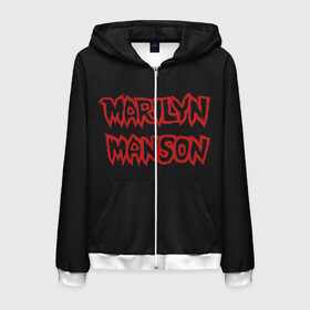 Мужская толстовка 3D на молнии с принтом Marilyn Manson в Екатеринбурге, 100% полиэстер | длина до линии бедра, манжеты и пояс оформлены мягкой тканевой резинкой, двухслойный капюшон со шнурком для регулировки, спереди молния, по бокам два кармана | Тематика изображения на принте: 