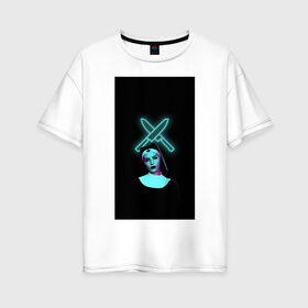 Женская футболка хлопок Oversize с принтом NEON ART 11-21 в Екатеринбурге, 100% хлопок | свободный крой, круглый ворот, спущенный рукав, длина до линии бедер
 | art | neon aesthetic | neon art | vaporwave art | цифровые файлы