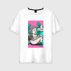 Женская футболка хлопок Oversize с принтом NEON ART 11-21-2 в Екатеринбурге, 100% хлопок | свободный крой, круглый ворот, спущенный рукав, длина до линии бедер
 | art | neon aesthetic | neon art | vaporwave art | цифровые файлы
