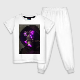 Детская пижама хлопок с принтом Cyberpunk ART NEON 1-2 в Екатеринбурге, 100% хлопок |  брюки и футболка прямого кроя, без карманов, на брюках мягкая резинка на поясе и по низу штанин
 | art | cyberpunk art | neon aesthetic | neon art | vaporwave art | киберпанк | цифровые файлы