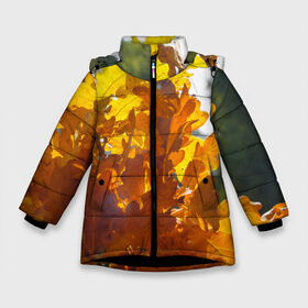 Зимняя куртка для девочек 3D с принтом Букет из осенних листьев в Екатеринбурге, ткань верха — 100% полиэстер; подклад — 100% полиэстер, утеплитель — 100% полиэстер. | длина ниже бедра, удлиненная спинка, воротник стойка и отстегивающийся капюшон. Есть боковые карманы с листочкой на кнопках, утяжки по низу изделия и внутренний карман на молнии. 

Предусмотрены светоотражающий принт на спинке, радужный светоотражающий элемент на пуллере молнии и на резинке для утяжки. | бабье лето | золотая осень | листья желтые | листья осенние | сентябрь | третье сентября