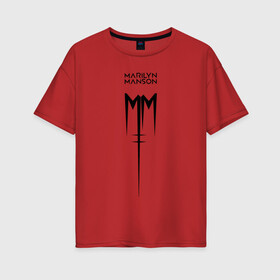 Женская футболка хлопок Oversize с принтом TRDMrnMsn Marilyn Manson в Екатеринбурге, 100% хлопок | свободный крой, круглый ворот, спущенный рукав, длина до линии бедер
 | art | logo | manson | marilyn | rock | usa | великий | лого | логотип | мэнсон | мэрилин | рок | ужасный