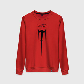 Женский свитшот хлопок с принтом TRDMrnMsn, Marilyn Manson в Екатеринбурге, 100% хлопок | прямой крой, круглый вырез, на манжетах и по низу широкая трикотажная резинка  | art | logo | manson | marilyn | rock | usa | великий | лого | логотип | мэнсон | мэрилин | рок | ужасный