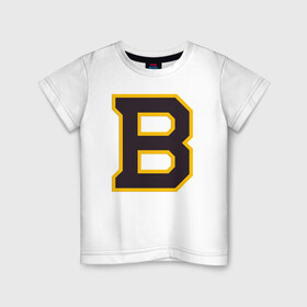 Детская футболка хлопок с принтом Boston Bruins в Екатеринбурге, 100% хлопок | круглый вырез горловины, полуприлегающий силуэт, длина до линии бедер | boston | boston bruins | boston nhl | boston strong | nhl
