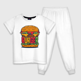 Детская пижама хлопок с принтом BURGER в Екатеринбурге, 100% хлопок |  брюки и футболка прямого кроя, без карманов, на брюках мягкая резинка на поясе и по низу штанин
 | бургер | бутерброд | еда | любителям еды | перекус | фастфуд | юмор