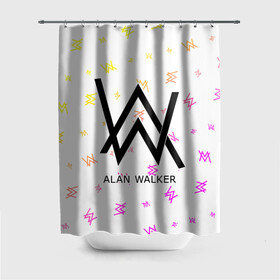 Штора 3D для ванной с принтом ALAN WALKER / АЛАН УОКЕР в Екатеринбурге, 100% полиэстер | плотность материала — 100 г/м2. Стандартный размер — 146 см х 180 см. По верхнему краю — пластиковые люверсы для креплений. В комплекте 10 пластиковых колец | alan | faded | house | logo | music | walker | алан | вокер | волкер | диджей | лого | логотип | логотипы | музыка | музыкант | символ | символы | танцеальная | уокер | хаус | электронная