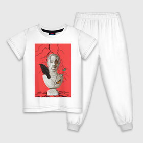 Детская пижама хлопок с принтом Travis Scott в Екатеринбурге, 100% хлопок |  брюки и футболка прямого кроя, без карманов, на брюках мягкая резинка на поясе и по низу штанин
 | Тематика изображения на принте: astroworld | cactus jack | la flame | rap | travis scott
