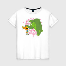 Женская футболка хлопок с принтом Зомби Даффи в Екатеринбурге, 100% хлопок | прямой крой, круглый вырез горловины, длина до линии бедер, слегка спущенное плечо | daffy duck | looney tunes | vdzabma | даффи дак | луни тюнз