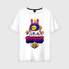 Женская футболка хлопок Oversize с принтом ЛУННЫЙ СПРУТ BRAWL STARS в Екатеринбурге, 100% хлопок | свободный крой, круглый ворот, спущенный рукав, длина до линии бедер
 | 8 bit | brawl | crow | leon | max | mecha | moon sprout | nani | rogue | sally | spike | sprout | stars | werewolf | wolf | бравл | волк | ворон | заяц | леон | лунный спрут | макс | мортис | нани | оборотень | ребенку | робот | салли | спраут | старс | ш