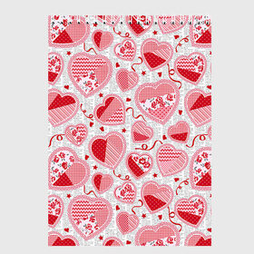 Скетчбук с принтом Розовые валентинки в Екатеринбурге, 100% бумага
 | 48 листов, плотность листов — 100 г/м2, плотность картонной обложки — 250 г/м2. Листы скреплены сверху удобной пружинной спиралью | арт | влюблённые | день влюблённых | день святого валентина | красный | рисунок | розовый | сердечко | сердца | сердце | середчки