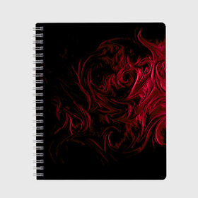Тетрадь с принтом Fire в Екатеринбурге, 100% бумага | 48 листов, плотность листов — 60 г/м2, плотность картонной обложки — 250 г/м2. Листы скреплены сбоку удобной пружинной спиралью. Уголки страниц и обложки скругленные. Цвет линий — светло-серый
 | abstraction | background | patterns | red | shadow | абстракция | красный | тень | узоры | фон