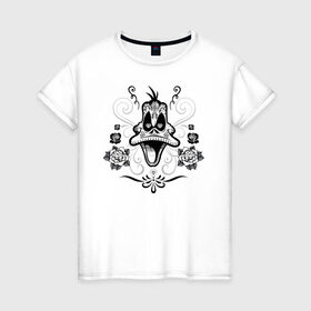 Женская футболка хлопок с принтом Daffy Duck в Екатеринбурге, 100% хлопок | прямой крой, круглый вырез горловины, длина до линии бедер, слегка спущенное плечо | daffy duck | looney tunes | vdzabma | даффи дак | луни тюнз