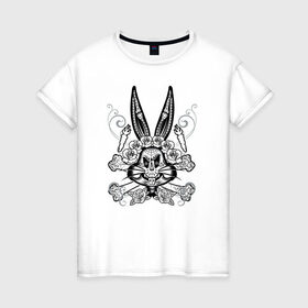Женская футболка хлопок с принтом Bugs Bunny в Екатеринбурге, 100% хлопок | прямой крой, круглый вырез горловины, длина до линии бедер, слегка спущенное плечо | bugs bunny | looney tunes | vdzabma | багз банни | луни тюнз