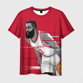 Мужская футболка 3D с принтом James Harden Houston Rockets в Екатеринбурге, 100% полиэфир | прямой крой, круглый вырез горловины, длина до линии бедер | 