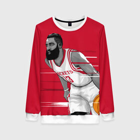 Женский свитшот 3D с принтом James Harden Houston Rockets в Екатеринбурге, 100% полиэстер с мягким внутренним слоем | круглый вырез горловины, мягкая резинка на манжетах и поясе, свободная посадка по фигуре | 