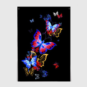 Постер с принтом Поцелуй бабочек в Екатеринбурге, 100% бумага
 | бумага, плотность 150 мг. Матовая, но за счет высокого коэффициента гладкости имеет небольшой блеск и дает на свету блики, но в отличии от глянцевой бумаги не покрыта лаком | angel | butterfly | fairy | neon | night | wings | ангел | бабочка | бабочки | девушке | животные | красочные | крылья | летающие | магия | махаон | мотыльки | насекомые | неоновые | ночные | ночь | подарок | природа