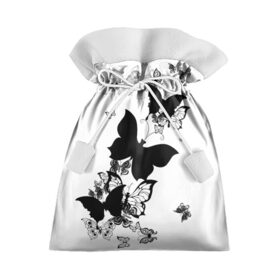 Подарочный 3D мешок с принтом Черные бабочки на белом в Екатеринбурге, 100% полиэстер | Размер: 29*39 см | angel | black and white | butterfly | fairy | fashion girl | wings | ангел | бабочка | девушке | животные | крылья | летающие | магия | махаон | мотылек | мотыльки | насекомые | нежные | подарок | природа | сказочные | татуировки