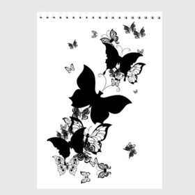 Скетчбук с принтом Черные бабочки на белом в Екатеринбурге, 100% бумага
 | 48 листов, плотность листов — 100 г/м2, плотность картонной обложки — 250 г/м2. Листы скреплены сверху удобной пружинной спиралью | angel | black and white | butterfly | fairy | fashion girl | wings | ангел | бабочка | девушке | животные | крылья | летающие | магия | махаон | мотылек | мотыльки | насекомые | нежные | подарок | природа | сказочные | татуировки