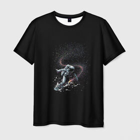 Мужская футболка 3D с принтом космонавт в Екатеринбурге, 100% полиэфир | прямой крой, круглый вырез горловины, длина до линии бедер | Тематика изображения на принте: space | звезды | космонавт | космос | черный