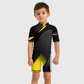 Детский купальный костюм 3D с принтом SPORT WEAR YELLOW в Екатеринбурге, Полиэстер 85%, Спандекс 15% | застежка на молнии на спине | abstraction | geometry | neon | sport | sport wear | texture | абстракция | брызги | геометрия | краски | красный | линии | неон | неоновый | полосы | соты | спорт | спортивная одежда | спортивная форма | текстура | фигуры