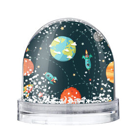 Снежный шар с принтом Космический перелёт в Екатеринбурге, Пластик | Изображение внутри шара печатается на глянцевой фотобумаге с двух сторон | арт | звезда | звёзды | земля | космос | марс | перелёт | планета | планеты | полёт | ракета | ракеты | рисунок | сатурн | юпитер