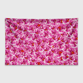 Флаг-баннер с принтом Розовые орхидеи в Екатеринбурге, 100% полиэстер | размер 67 х 109 см, плотность ткани — 95 г/м2; по краям флага есть четыре люверса для крепления | fashion flowers | pink | tropical | азия | бабочки | бразилия | букет | бутоны | джунгли | лепестки | лето | любимая | марта | нежные | орхидея | подарок | природа | растения | тропики | тропические | узор | цветение