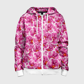 Детская толстовка 3D на молнии с принтом Розовые орхидеи в Екатеринбурге, 100% полиэстер |  манжеты и пояс оформлены широкой мягкой резинкой, двухслойный капюшон со шнурком для регулировки, спереди карманы и застежка-молния
 | fashion flowers | pink | tropical | азия | бабочки | бразилия | букет | бутоны | джунгли | лепестки | лето | любимая | марта | нежные | орхидея | подарок | природа | растения | тропики | тропические | узор | цветение