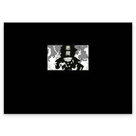 Поздравительная открытка с принтом Shinra the devil в Екатеринбурге, 100% бумага | плотность бумаги 280 г/м2, матовая, на обратной стороне линовка и место для марки
 | Тематика изображения на принте: 