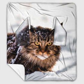 Плед с рукавами с принтом Кот в снегу в Екатеринбурге, 100% полиэстер | Закругленные углы, все края обработаны. Ткань не мнется и не растягивается. Размер 170*145 | cat | животные | звири | кис | киска | кот | котейка | котик | коты | котяра | кошка | кошки | природа