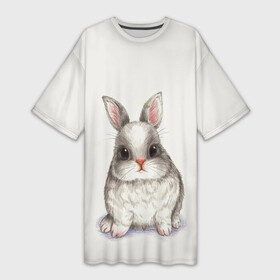 Платье-футболка 3D с принтом зайка в Екатеринбурге,  |  | животные | зайка | заяц | звери | зевающий кот | кися | кот | котенок | котики | коты | кричащий кот | кролик | минимализм | питомцы | прикольные картинки