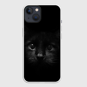 Чехол для iPhone 13 с принтом черный кот в Екатеринбурге,  |  | животные | зайка | заяц | звери | зевающий кот | кися | кот | котенок | котики | коты | кричащий кот | кролик | минимализм | питомцы | прикольные картинки