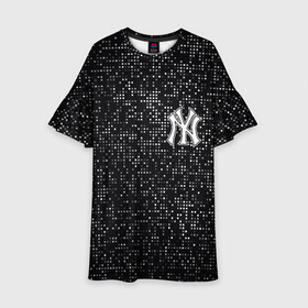 Детское платье 3D с принтом New York Yankees в Екатеринбурге, 100% полиэстер | прямой силуэт, чуть расширенный к низу. Круглая горловина, на рукавах — воланы | baseball | fashion | game | glitch | new york | sport | бейсбол | игра | мода | нью йорк | спорт