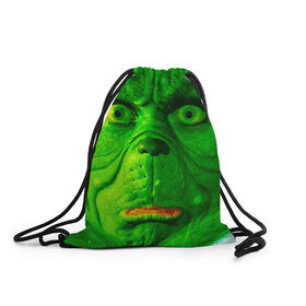 Рюкзак-мешок 3D с принтом Гринч в Екатеринбурге, 100% полиэстер | плотность ткани — 200 г/м2, размер — 35 х 45 см; лямки — толстые шнурки, застежка на шнуровке, без карманов и подкладки | гринч | джим керри | для детей | зеленый | рождество
