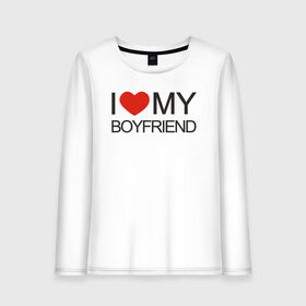 Женский лонгслив хлопок с принтом I love my boyfriend в Екатеринбурге, 100% хлопок |  | 