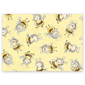 Поздравительная открытка с принтом Сонные пчёлки в Екатеринбурге, 100% бумага | плотность бумаги 280 г/м2, матовая, на обратной стороне линовка и место для марки
 | Тематика изображения на принте: арт | белый | детский рисунок | жёлтый | звезда | звёзды | ночь | отдых | пушистые | пушистый | пчелиная шуба | пчелиная шубка | рисунок | сон | спокойной ночи | чёрный | шуба | шубка