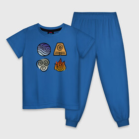 Детская пижама хлопок с принтом АВАТАР ЭЛЕМЕНТЫ в Екатеринбурге, 100% хлопок |  брюки и футболка прямого кроя, без карманов, на брюках мягкая резинка на поясе и по низу штанин
 | aang | avatar | manga | аанг | аватар | аниме | манга