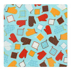 Магнитный плакат 3Х3 с принтом Ухватки в Екатеринбурге, Полимерный материал с магнитным слоем | 9 деталей размером 9*9 см | арт | жёлтый | красный | кухня | рисунок | синий | ухватка | ухватки | чёрный | шоколадный