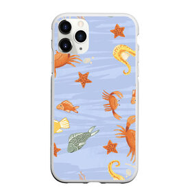 Чехол для iPhone 11 Pro матовый с принтом Морские обитатели в Екатеринбурге, Силикон |  | арт | жёлтый | звезда | звёзды | коралл | кораллы | краб | крабы | красный | медуза | медузы | море | морская звезда | морские звёзды | морские коньки | морской конёк | песок | рисунок | рыба | рыбы