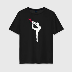Женская футболка хлопок Oversize с принтом Gymnastics в Екатеринбурге, 100% хлопок | свободный крой, круглый ворот, спущенный рукав, длина до линии бедер
 | gymnastics | rhythmic gymnastics | гимнастика | спорт | художественная гимнастика