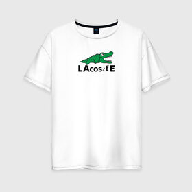 Женская футболка хлопок Oversize с принтом Крокодил в Екатеринбурге, 100% хлопок | свободный крой, круглый ворот, спущенный рукав, длина до линии бедер
 | cos | crocodile | аллигатор | косинус | крокодил | крокодильчик | математика | угол