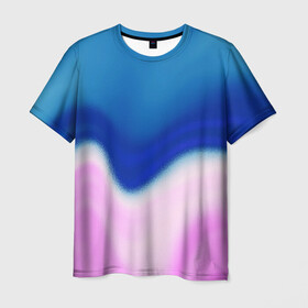 Мужская футболка 3D с принтом Воздушный Крем в Екатеринбурге, 100% полиэфир | прямой крой, круглый вырез горловины, длина до линии бедер | blue | cream | gradient | pink | абстрактный | абстракция | вода | волны | гламур | градиент | девочкам | зефирка | краска | краски | красочный | море | мороженое | небеса | нежные | пастельные | перламутровый