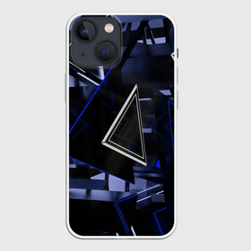 Чехол для iPhone 13 mini с принтом Clay в Екатеринбурге,  |  | 3d | blue | lines | shapes | structure | triangles | volume | линии | объем | синий | структура | треугольники | фигуры