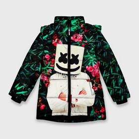 Зимняя куртка для девочек 3D с принтом MARSHMELLO ROSES в Екатеринбурге, ткань верха — 100% полиэстер; подклад — 100% полиэстер, утеплитель — 100% полиэстер. | длина ниже бедра, удлиненная спинка, воротник стойка и отстегивающийся капюшон. Есть боковые карманы с листочкой на кнопках, утяжки по низу изделия и внутренний карман на молнии. 

Предусмотрены светоотражающий принт на спинке, радужный светоотражающий элемент на пуллере молнии и на резинке для утяжки. | fortnite | marshmallo | marshmallow | marshmello | marshmellow | маршмелло | маршмеллоу | розы | фортнайт